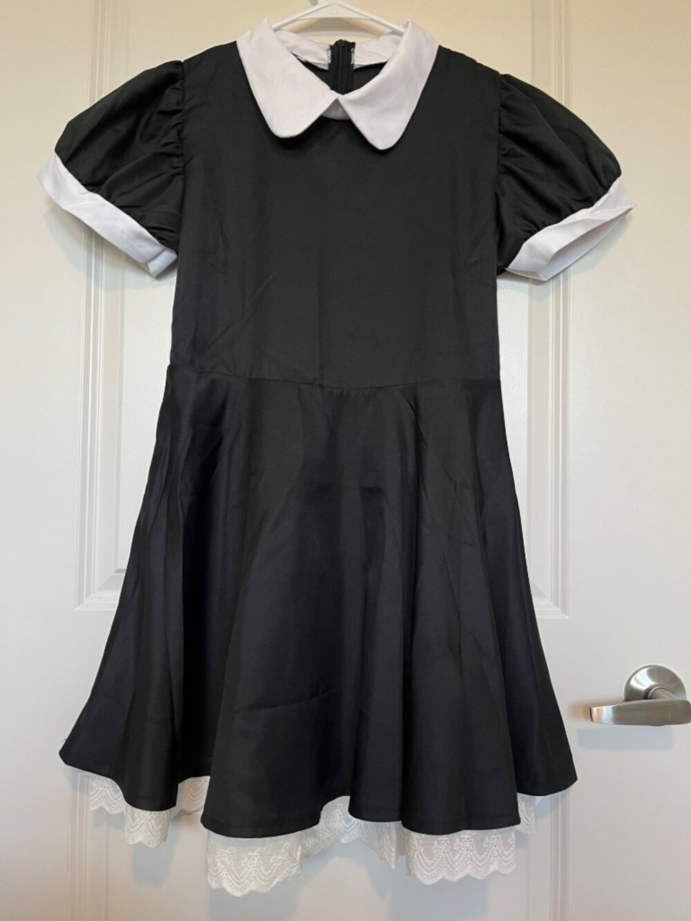 Black & White Gothic Lolita Dress Size Small Peter Pan Collar & Puff Sleeves